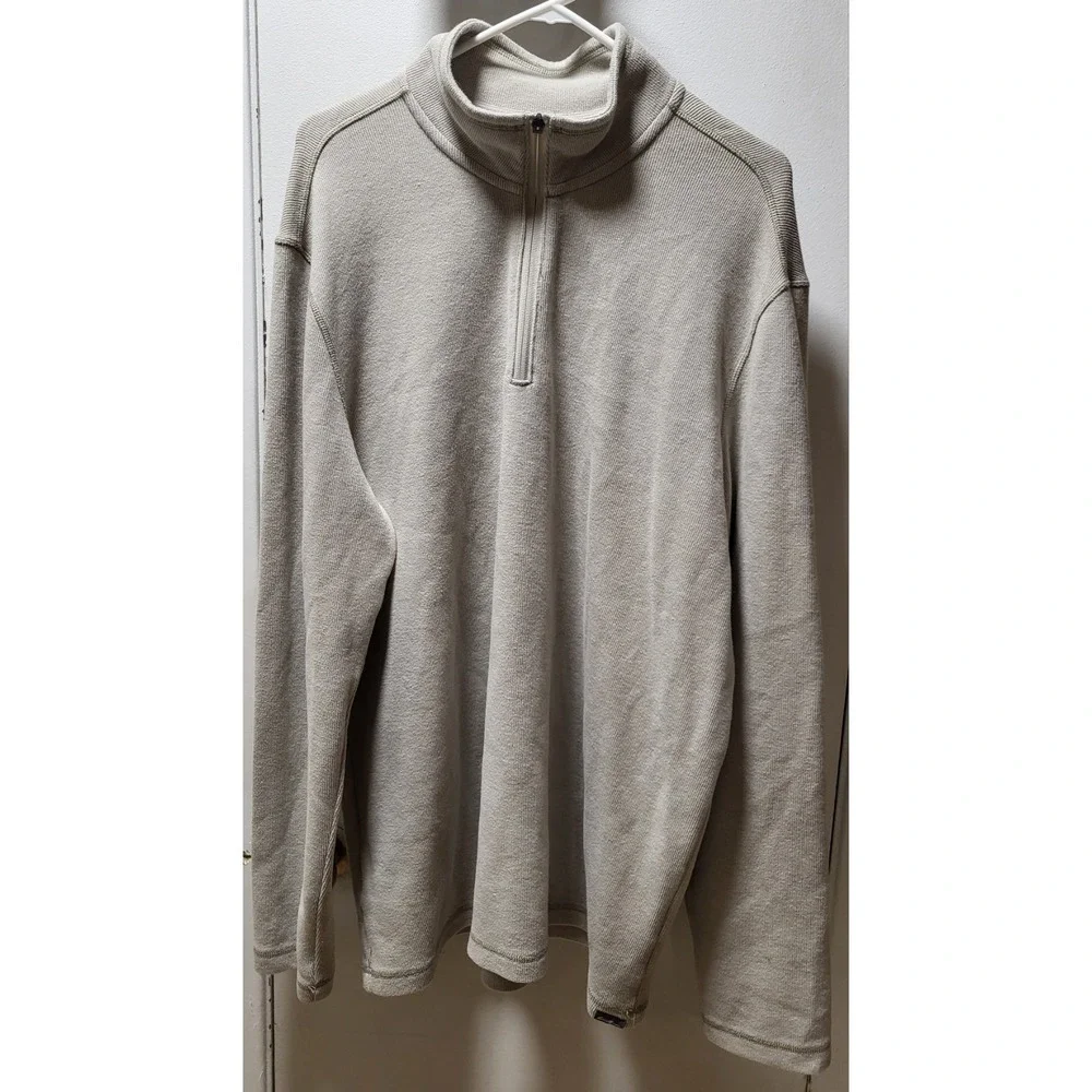 Eddie Bauer 1/4 Zip Sweater Mens X-Large Sage Gray Long Sleeve Pullover Knit